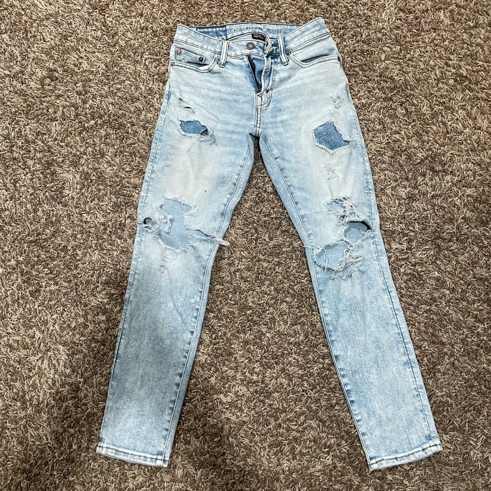 Ripped jeans white washed worn